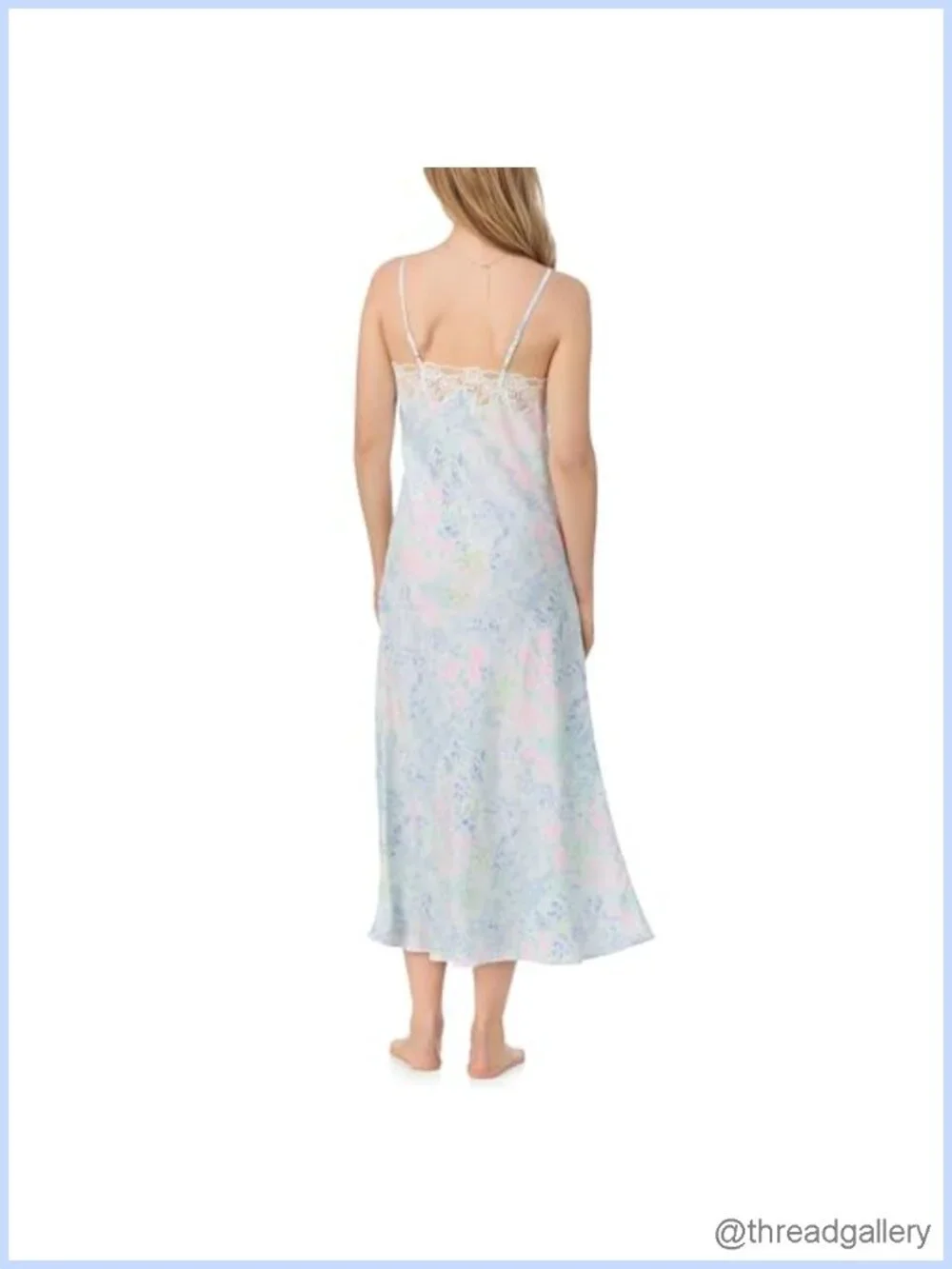 Eileen West Satin Lace Nightgown Sleeveless Adjustable Straps Bridal Sleepwear